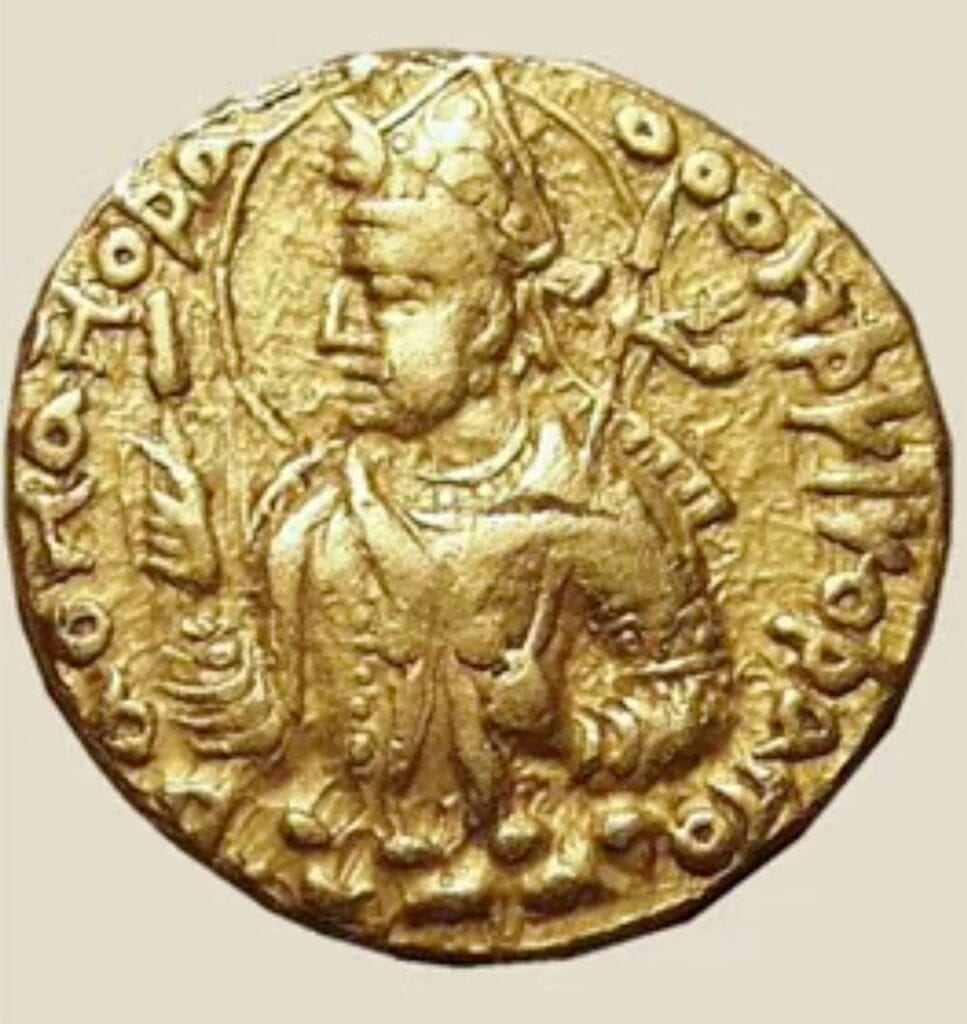Gold coin with person 